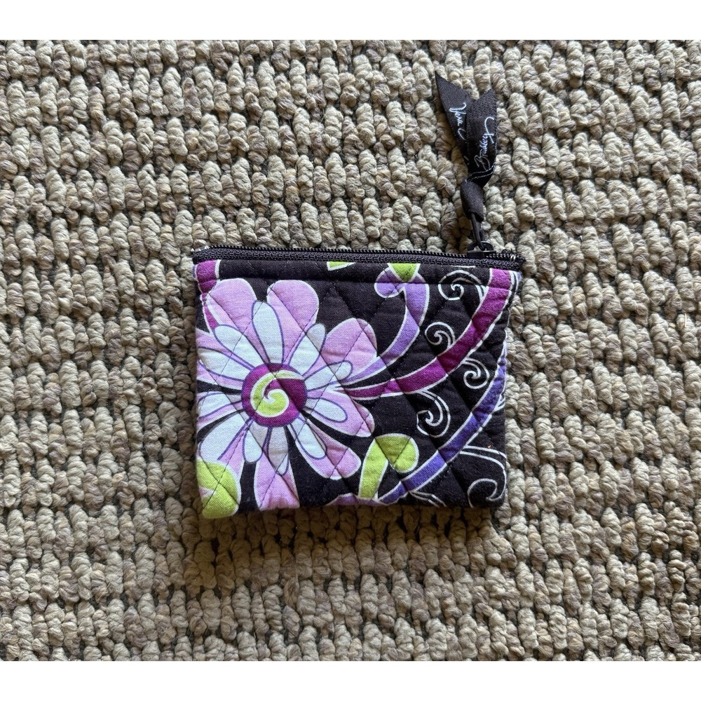 Vera Bradley Small Zip Coin Purse "PURPLE PUNCH", Rare, Retired Pattern.